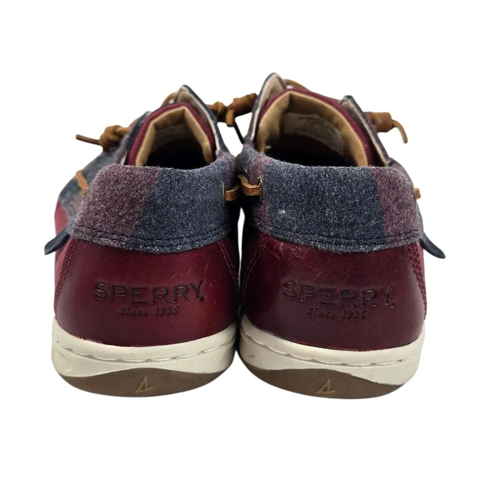 Sperry Songfish Varsity Wool Boat Shoe Women's 10 Maroon Navy 84410 NWOB